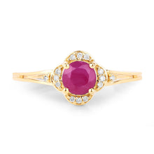 Load image into Gallery viewer, 0.59 Carat Genuine Ruby and White Diamond 14K Yellow Gold Ring