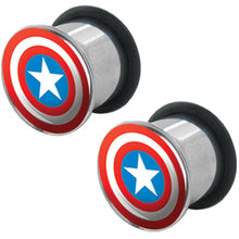 Load image into Gallery viewer, 7/16 Captain America Steel Tunnel Plugs Set