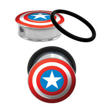 Load image into Gallery viewer, 7/8 Captain America Steel Tunnel Plugs Set