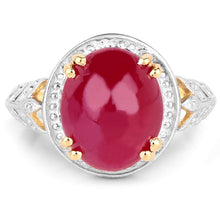 Load image into Gallery viewer, 14K Yellow Gold Plated 4.46 Carat Genuine Glass Filled Ruby .925 Sterling Silver Ring