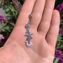 Load image into Gallery viewer, Clear Blue Gem Ocean Treasure Nautical Dangle Belly Ring