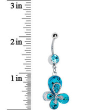 Load image into Gallery viewer, Flight of Fancy Aqua Gem Butterfly Belly Ring