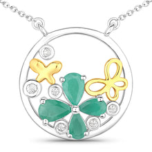 Load image into Gallery viewer, 1.35 Carat Genuine Emerald and White Topaz .925 Sterling Silver Pendant