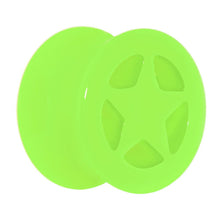 Load image into Gallery viewer, Acrylic Neon Green Star Tunnel Plug 2G to 20mm