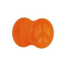 Load image into Gallery viewer, Acrylic Neon Orange Peace Sign Tunnel Plug 2G to 20mm