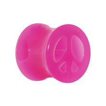 Load image into Gallery viewer, Acrylic Neon Pink Peace Sign Tunnel Plug 2G to 20mm