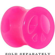 Load image into Gallery viewer, Acrylic Neon Pink Peace Sign Tunnel Plug 2G to 20mm