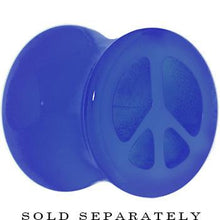 Load image into Gallery viewer, Acrylic Neon Blue Peace Sign Tunnel Plug 2G to 20mm