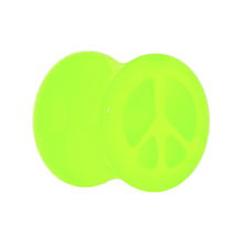 Load image into Gallery viewer, Acrylic Neon Green Peace Sign Tunnel Plug 2G to 20mm