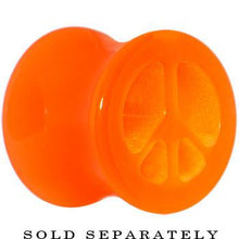 Load image into Gallery viewer, Acrylic Neon Orange Peace Sign Tunnel Plug 2G to 20mm