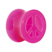Load image into Gallery viewer, Acrylic Neon Pink Peace Sign Tunnel Plug 2G to 20mm