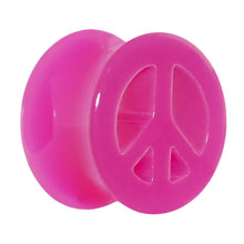 Load image into Gallery viewer, Acrylic Neon Pink Peace Sign Tunnel Plug 2G to 20mm