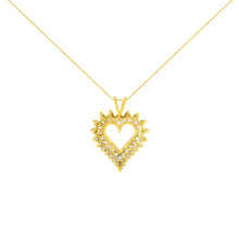 Load image into Gallery viewer, 14K Yellow Gold Plated .925 Sterling Silver Brilliant-Cut Diamond Open Heart 18" Pendant Necklace (K-L Color, I1-I2 Clarity)