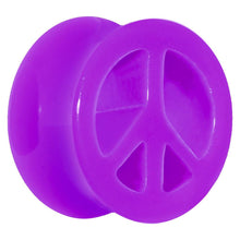 Load image into Gallery viewer, Acrylic Neon Purple Peace Sign Tunnel Plug 2G to 20mm