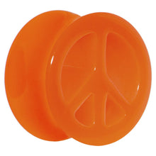 Load image into Gallery viewer, Acrylic Neon Orange Peace Sign Tunnel Plug 2G to 20mm