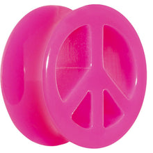 Load image into Gallery viewer, Acrylic Neon Pink Peace Sign Tunnel Plug 2G to 20mm