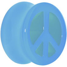 Load image into Gallery viewer, Acrylic Neon Blue Peace Sign Tunnel Plug 2G to 20mm