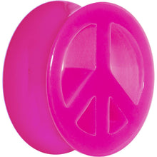 Load image into Gallery viewer, Acrylic Neon Pink Peace Sign Tunnel Plug 2G to 20mm