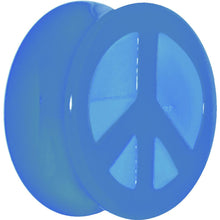 Load image into Gallery viewer, Acrylic Neon Blue Peace Sign Tunnel Plug 2G to 20mm