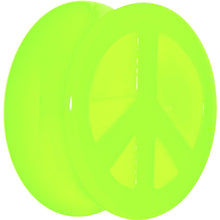 Load image into Gallery viewer, Acrylic Neon Green Peace Sign Tunnel Plug 2G to 20mm