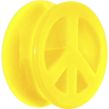 Load image into Gallery viewer, Acrylic Neon Yellow Peace Sign Tunnel Plug 2G to 20mm