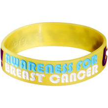 Load image into Gallery viewer, Yellow Purple Boobies Rule Awareness for Breast Cancer Bracelet