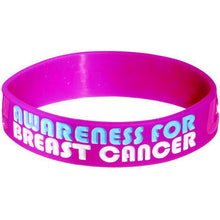 Load image into Gallery viewer, Purple Pink Black Boobies Rule Awareness for Breast Cancer Bracelet