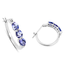 Load image into Gallery viewer, 1.99 Carat Genuine Tanzanite and White Diamond .925 Sterling Silver Earrings