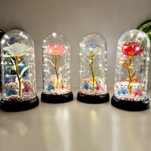 Load image into Gallery viewer, 1pc Glow-in-the-Dark Rose Flower Decoration with LED-like Glow - Elegant Tabletop Centerpiece in Clear Dome, Battery-Powered (AAA Not Included) - Perfect Gift for Valentine's, Mother'S Day, Weddings, Birthdays, Christmas - Wo