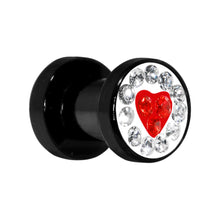 Load image into Gallery viewer, 4G Red Heart Ferido Crystal Acrylic Screw Fit Tunnel