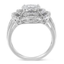 Load image into Gallery viewer, 14K White Gold 1.0 Cttw Round & Baguette Cut Diamond Floral Cluster Quatrefoil Channel Set Band Cocktail Statement Ring (H-I Color, SI2-I1 Clarity) - Size 6-3/4