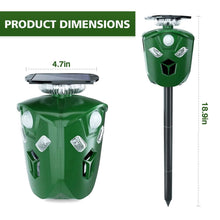 Load image into Gallery viewer, 360° Electric Solar Powered Ultrasonic Repeller with Motion Sensor LED Flashing Lights