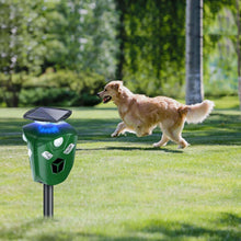 Load image into Gallery viewer, 360° Electric Solar Powered Ultrasonic Repeller with Motion Sensor LED Flashing Lights