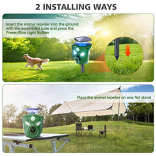 Load image into Gallery viewer, 360° Electric Solar Powered Ultrasonic Repeller with Motion Sensor LED Flashing Lights