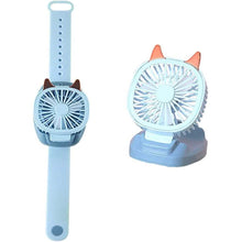 Load image into Gallery viewer, 360°Rotation Kids Portable Wrist Strap Mini Watch Hand Held Fan Cat Design