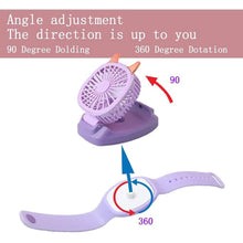 Load image into Gallery viewer, 360°Rotation Kids Portable Wrist Strap Mini Watch Hand Held Fan Cat Design