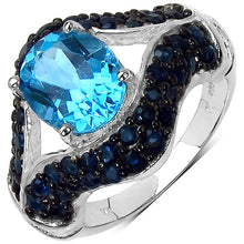 Load image into Gallery viewer, 5.02 Carat Genuine Blue Topaz & Blue Sapphire .925 Sterling Silver Ring