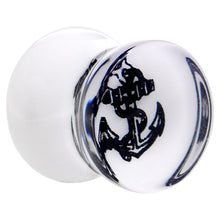 Load image into Gallery viewer, 00G Anchor Tattoo Acrylic Saddle Plug