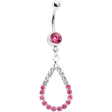 Load image into Gallery viewer, Clear Pink Jeweled Teardrop Belly Ring