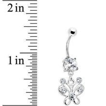Load image into Gallery viewer, Clear Cubic Zirconia Butterfly Belly Ring