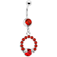 Load image into Gallery viewer, Red Gem Wrap Me in Love Heart Dangle Belly Ring