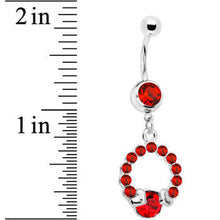 Load image into Gallery viewer, Red Gem Wrap Me in Love Heart Dangle Belly Ring