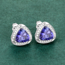 Load image into Gallery viewer, 3.70 Carat Genuine Tanzanite and White Diamond 14K White Gold Earrings