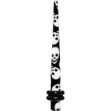 Load image into Gallery viewer, 8G Black White Skulls Acrylic Taper