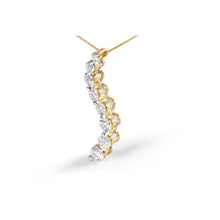 Load image into Gallery viewer, AGS Certified 14K Yellow Gold 3.0 Cttw Baguette and Brilliant Round-Cut Diamond Journey 18" Pendant Necklace (G-H Color, SI2-I1 Clarity)