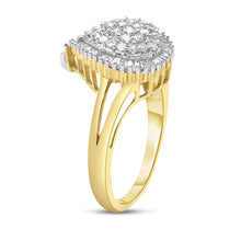 Load image into Gallery viewer, 10K Yellow Gold 1/2 Cttw Round and Baguette-Cut Diamond Pear Ring (I-J Color, I1-I2 Clarity) - Size 7