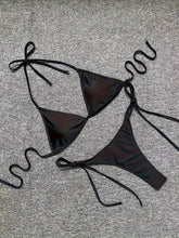 Load image into Gallery viewer, Bikini Leopard Print 2 Piece Swimsuit for Women – High Cut Lace-Up Backless Flattering Bikini Set with Halter Spaghetti Strap – Stretchy Sexy and Stylish Swimwear for Pool Beach and Summer Vacation