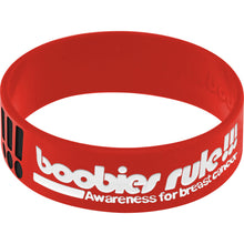Load image into Gallery viewer, Red Black Boobies Rock Breast Cancer Bracelet
