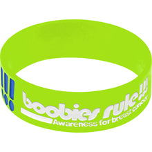 Load image into Gallery viewer, Lime Green Blue Boobies Rock Breast Cancer Bracelet