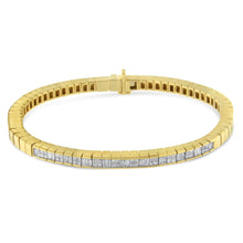 Load image into Gallery viewer, 14K Yellow Gold 1-1/10 Cttw Princess & Baguette Cut Diamond 7" Alternating Stone Eternity Tennis Bracelet (G-H Color, VS1-VS2 Clarity)